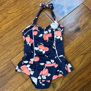 Janie and Jack Navy and Coral Floral One Piece